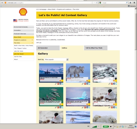 Skjermdump av Shells hjemmeside 17.07.2012 08:57